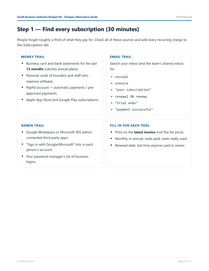Guide page: where to find every subscription