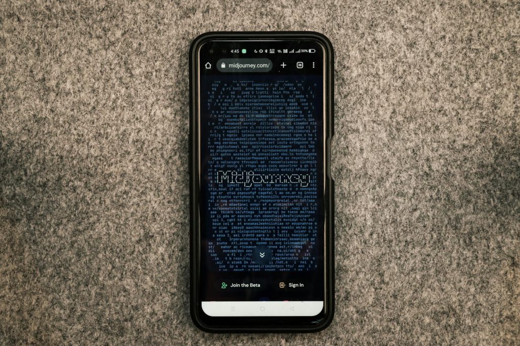 Screenshot of a free AI photo generator interface creating realistic art from a text prompt.